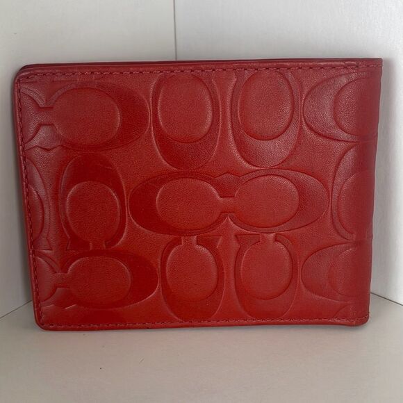 Coach Embossed Leather Wallet Persimmon F74064 - Picture 2 of 12